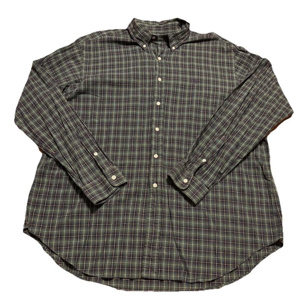 Ralph Lauren Men's Classic Fit Long Sleeve Button Down Green Plaid Shirt Sz XXL